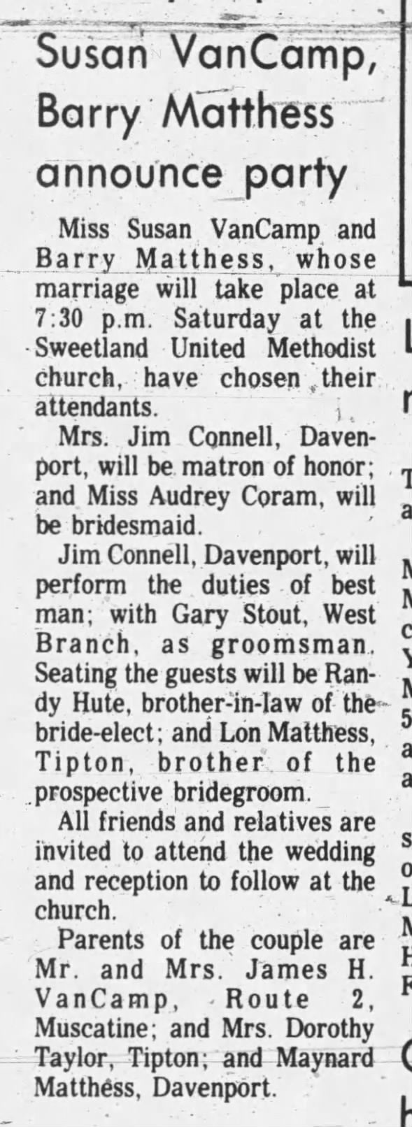 Clipping from The Muscatine Journal